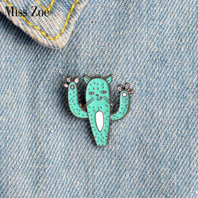 Kitten Paws Funny Cactus Brooch