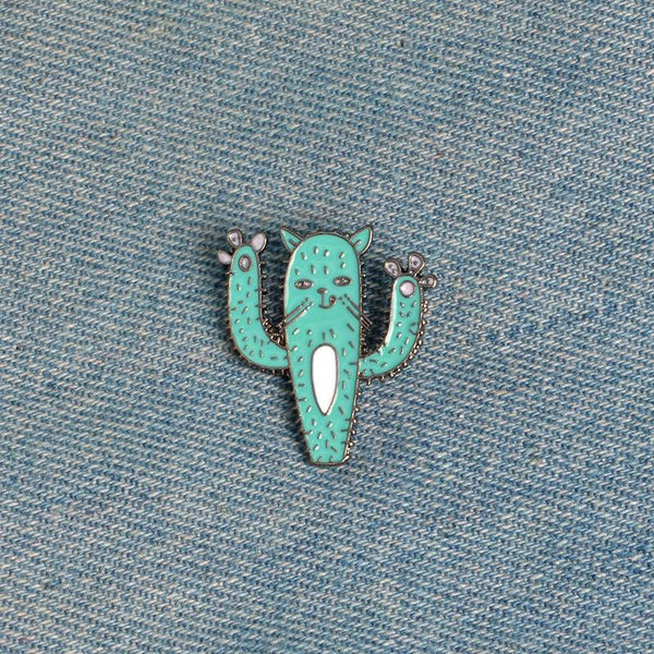 Kitten Paws Funny Cactus Brooch