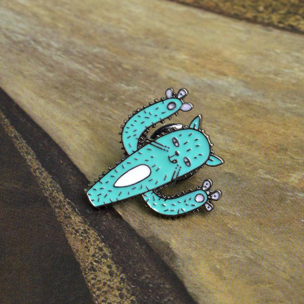 Kitten Paws Funny Cactus Brooch