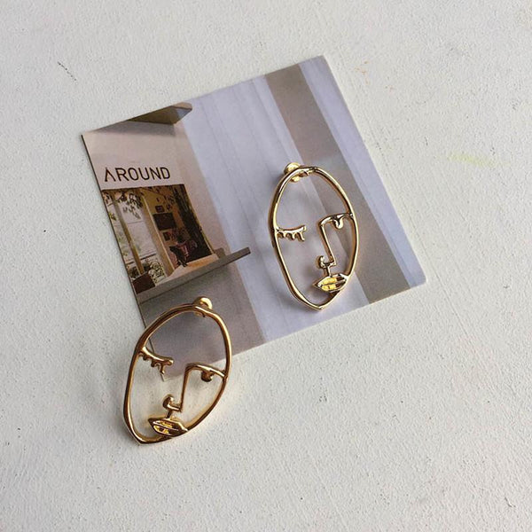 Exaggerated Human Face Stud Earrings