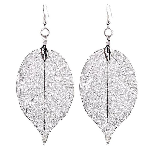 Bohemian Real Leaf Big Earrings